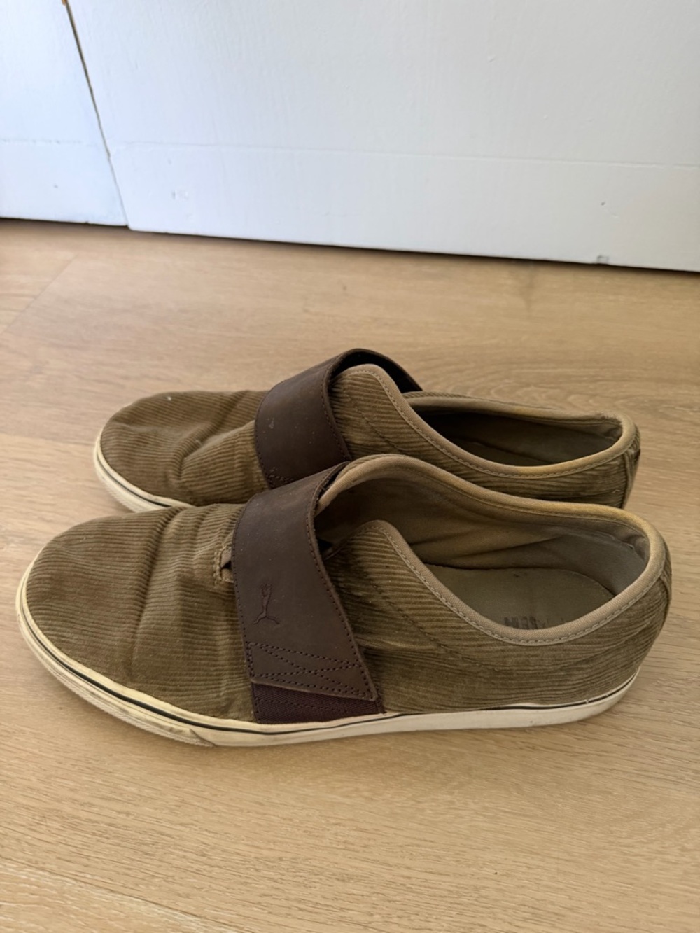 Puma El Rey Green Slip-On Loafers with Brown Elastic Strap